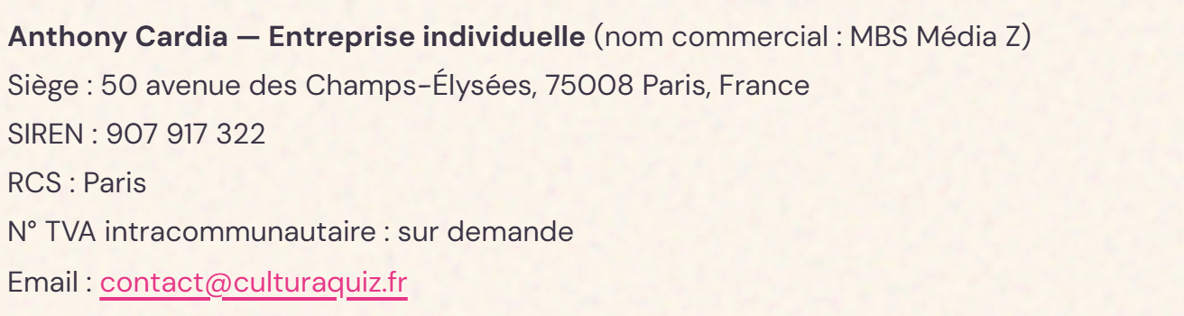 Informations sur l'éditeur